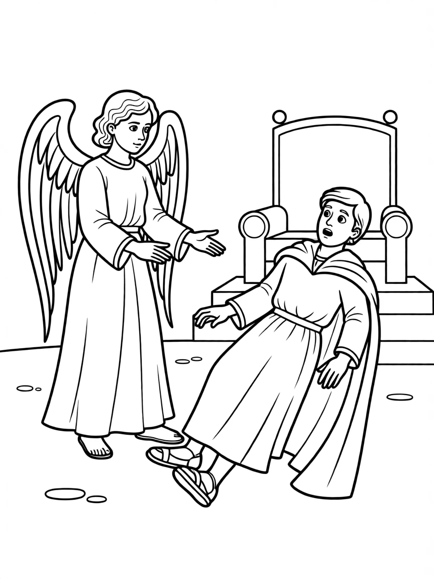 King Herod Agrippa dying after being struck by an angel.
