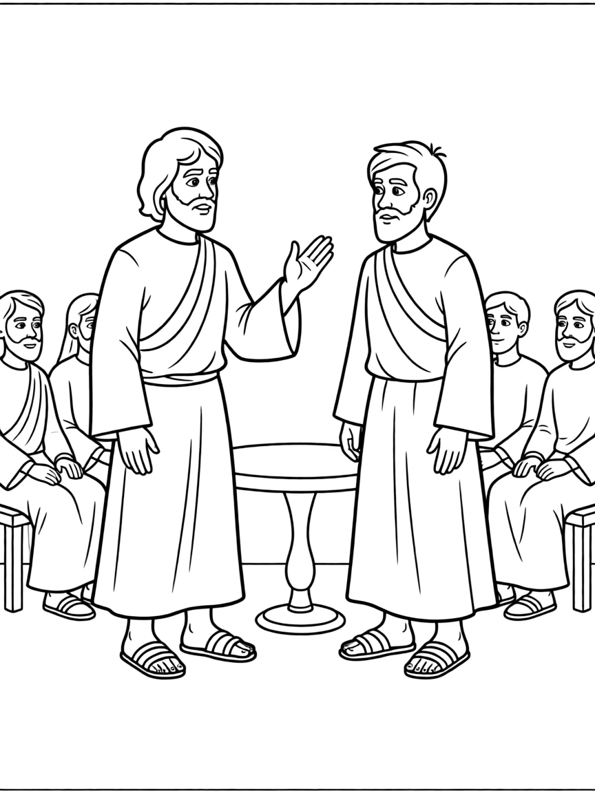 The Jerusalem Council, with Peter and James speaking.