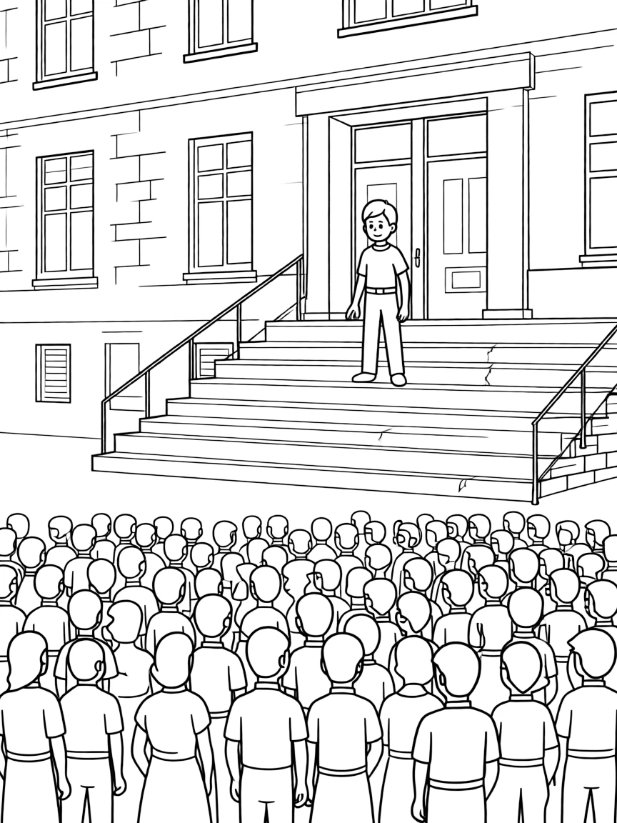Paul speaking to the mob from the steps of the barracks.