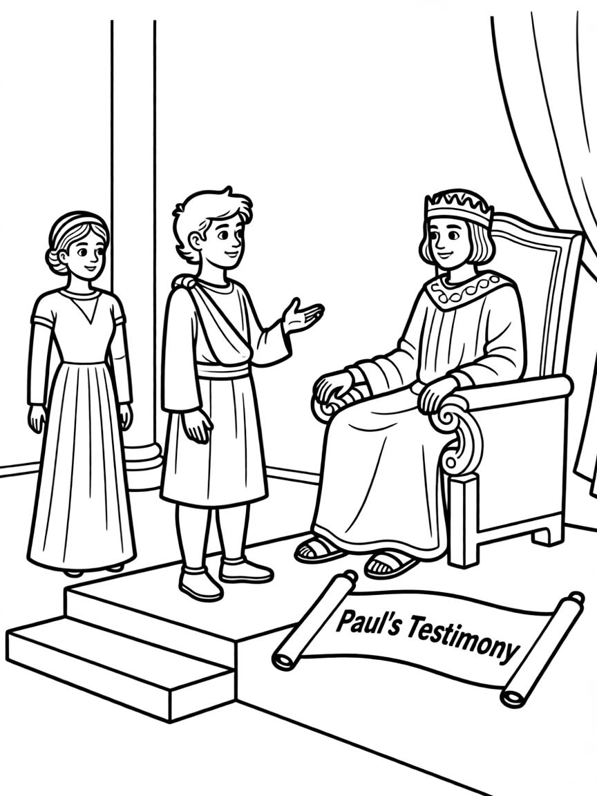 Paul before King Agrippa and Bernice, telling his testimony.