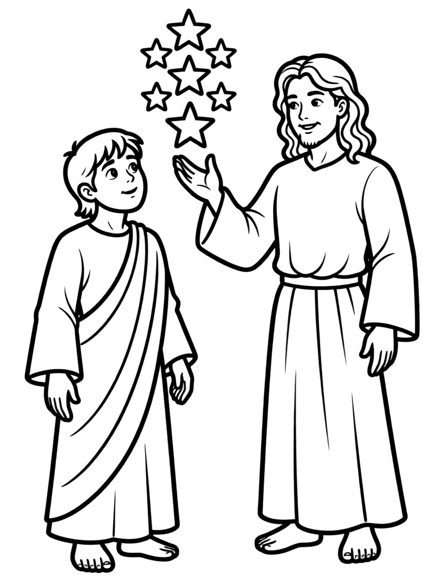 John seeing Jesus with seven stars in his right hand.