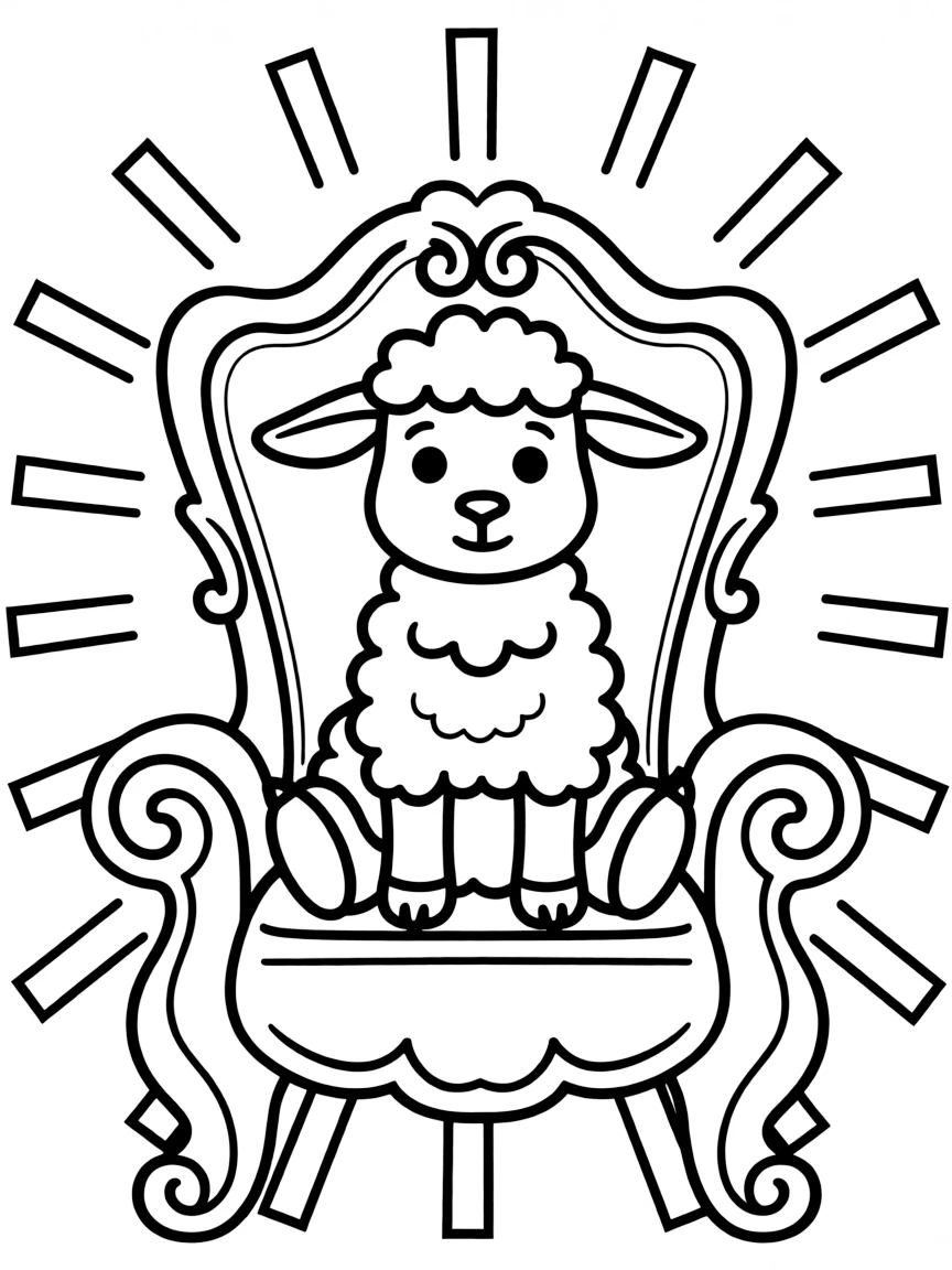 The Lamb of God sitting on the throne, with a bright light.
