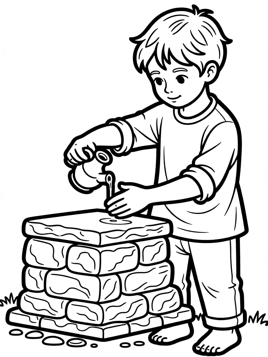 Jacob building an altar and pouring oil on it.