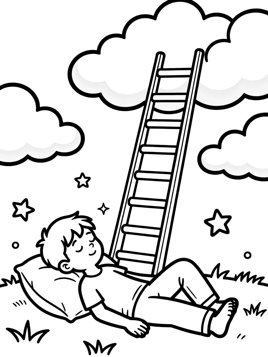 Jacob dreaming of a ladder reaching to heaven.
