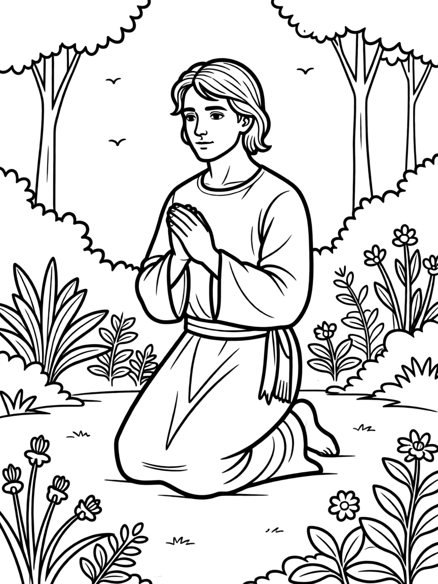 Jesus in the garden, praying earnestly.