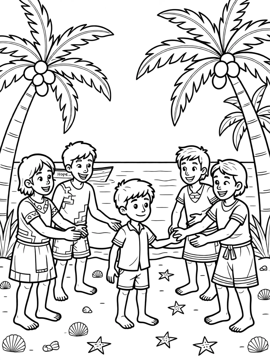 Paul shipwrecked, with friendly islanders.