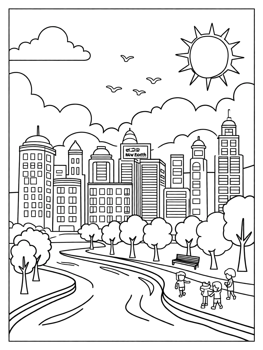 The New Heaven and New Earth, with a beautiful city.