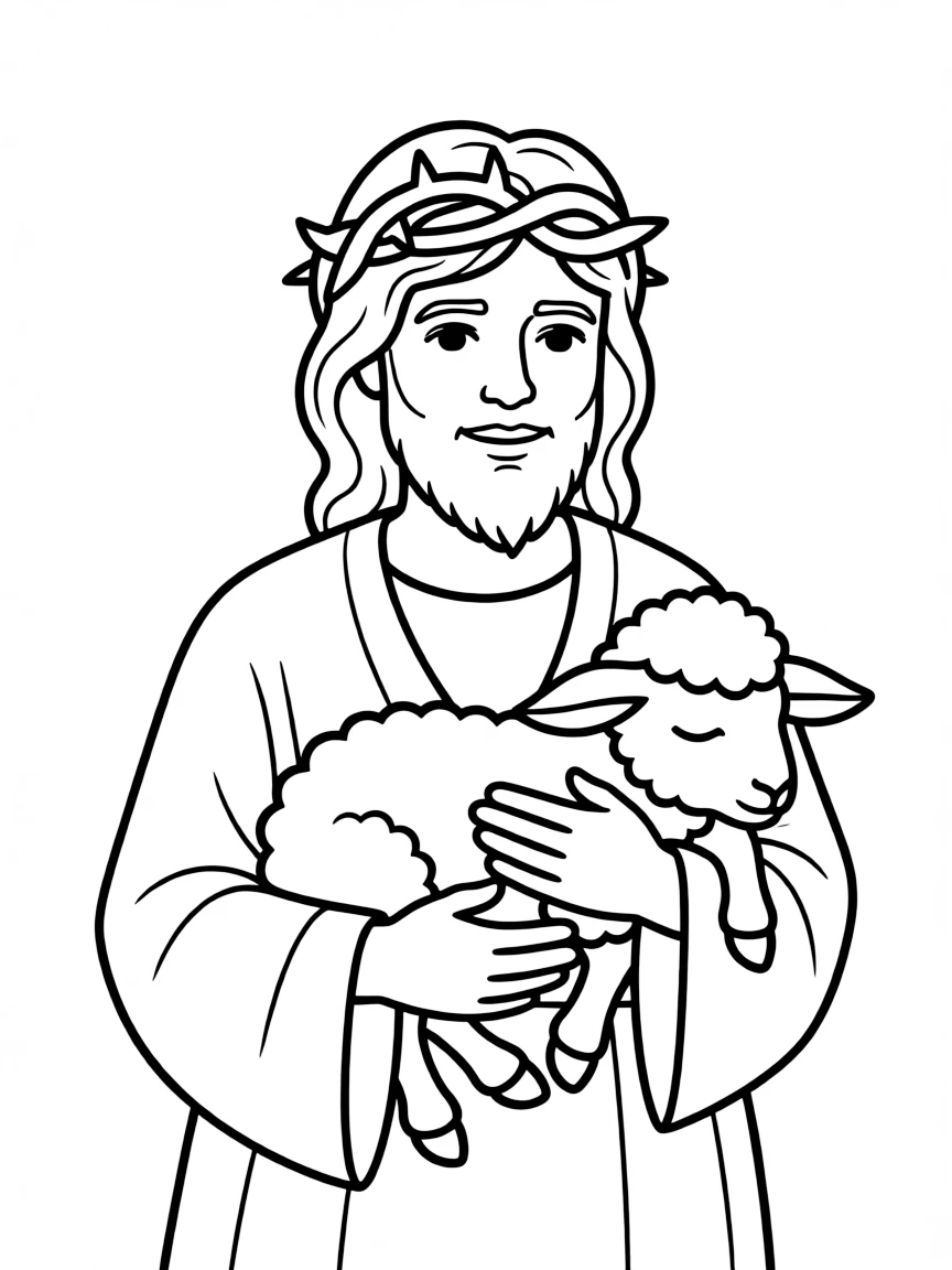 Jesus as the Lamb of God, with a crown.