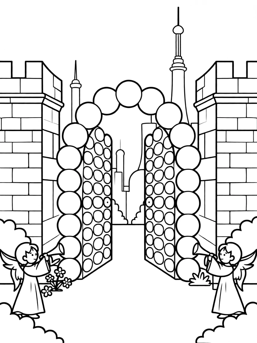 The New Jerusalem, with pearl gates.