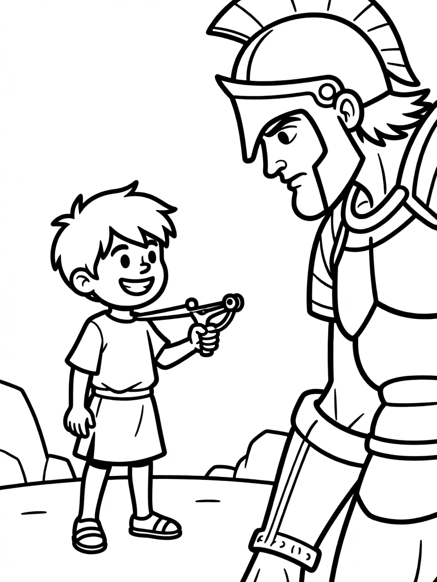 David facing Goliath, with a tiny slingshot and a confident smile.