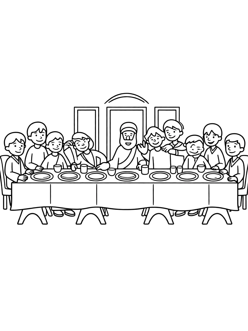 The Last Supper, with everyone smiling.