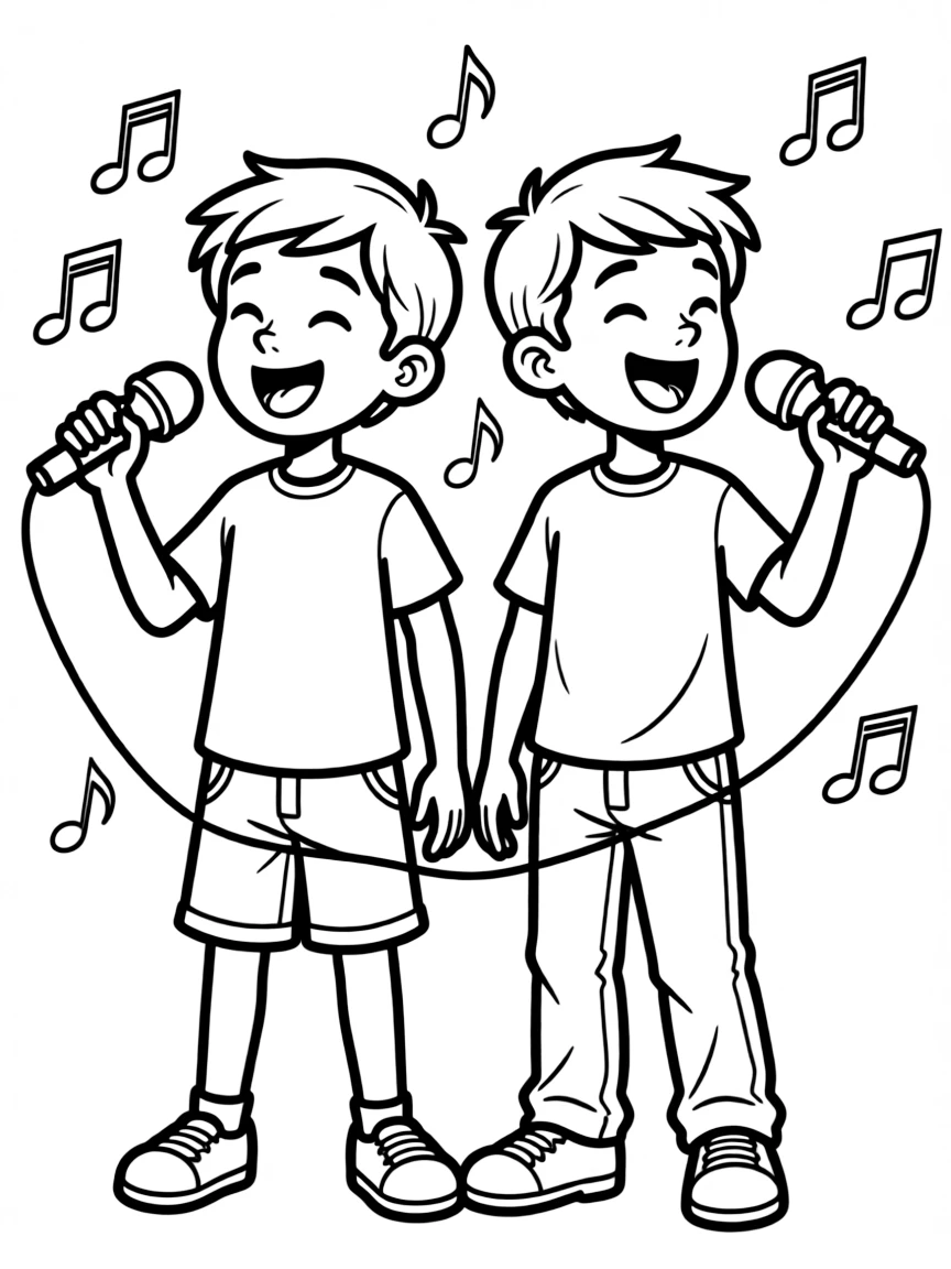 Paul and Silas singing, with a joyful expression.