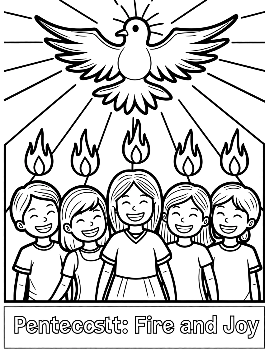 Holy Spirit at Pentecost, with fire and joy.
