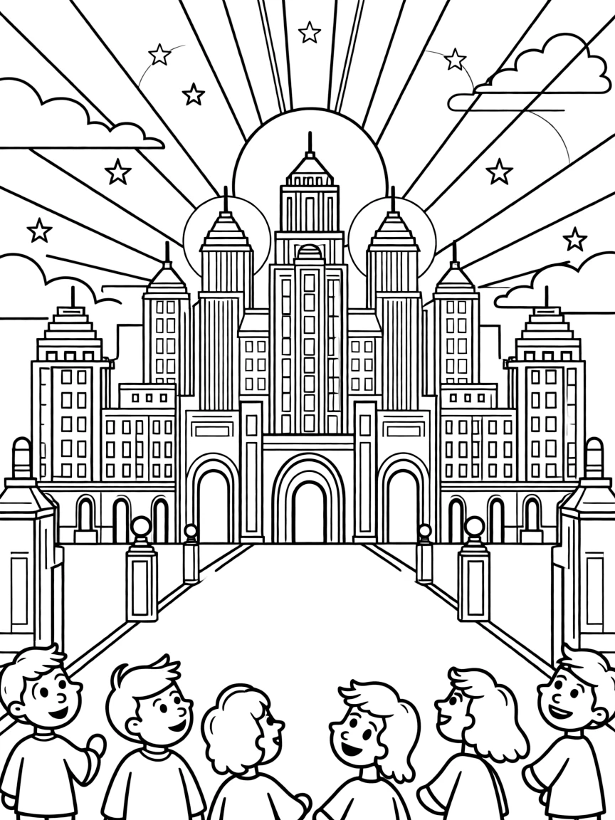 The New Jerusalem, with bright light.