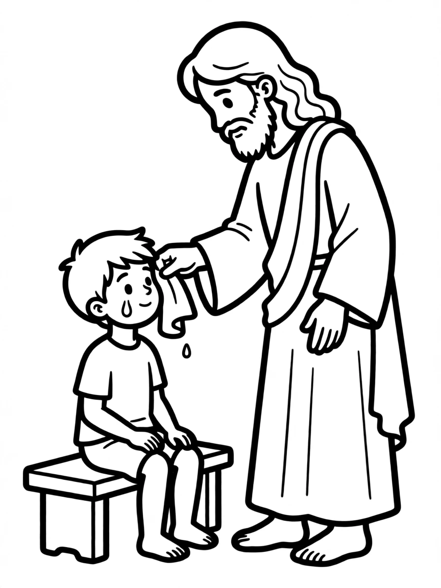 God wiping away tears, with comfort.