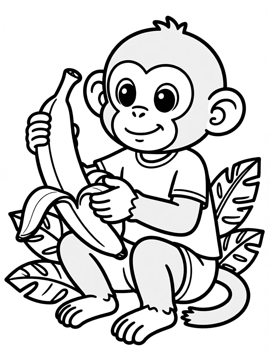 A little monkey is peeling a banana