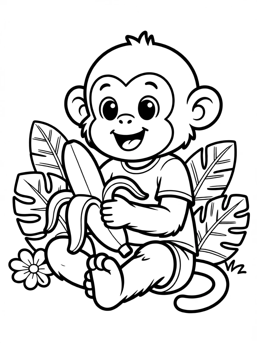 A little monkey is peeling a banana