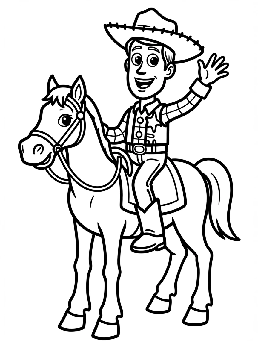 (Toy Story characters) Woody riding his horse Buster.