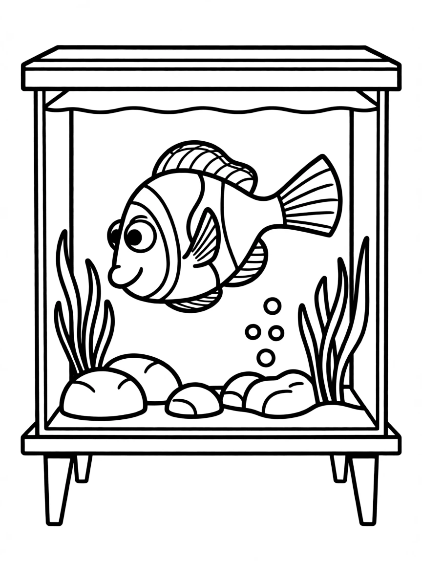 (Finding Nemo characters) Gill the Moorish Idol in the tank