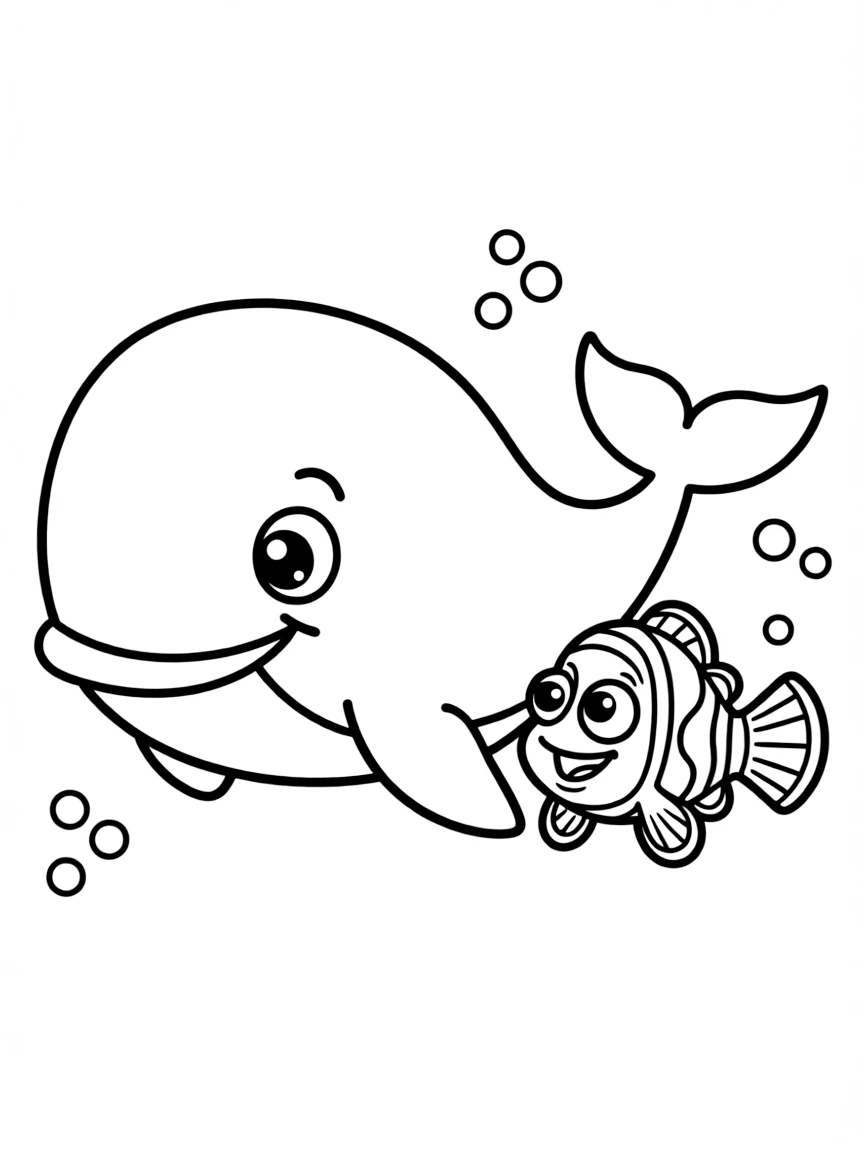 (Finding Nemo characters) A friendly whale with Dory