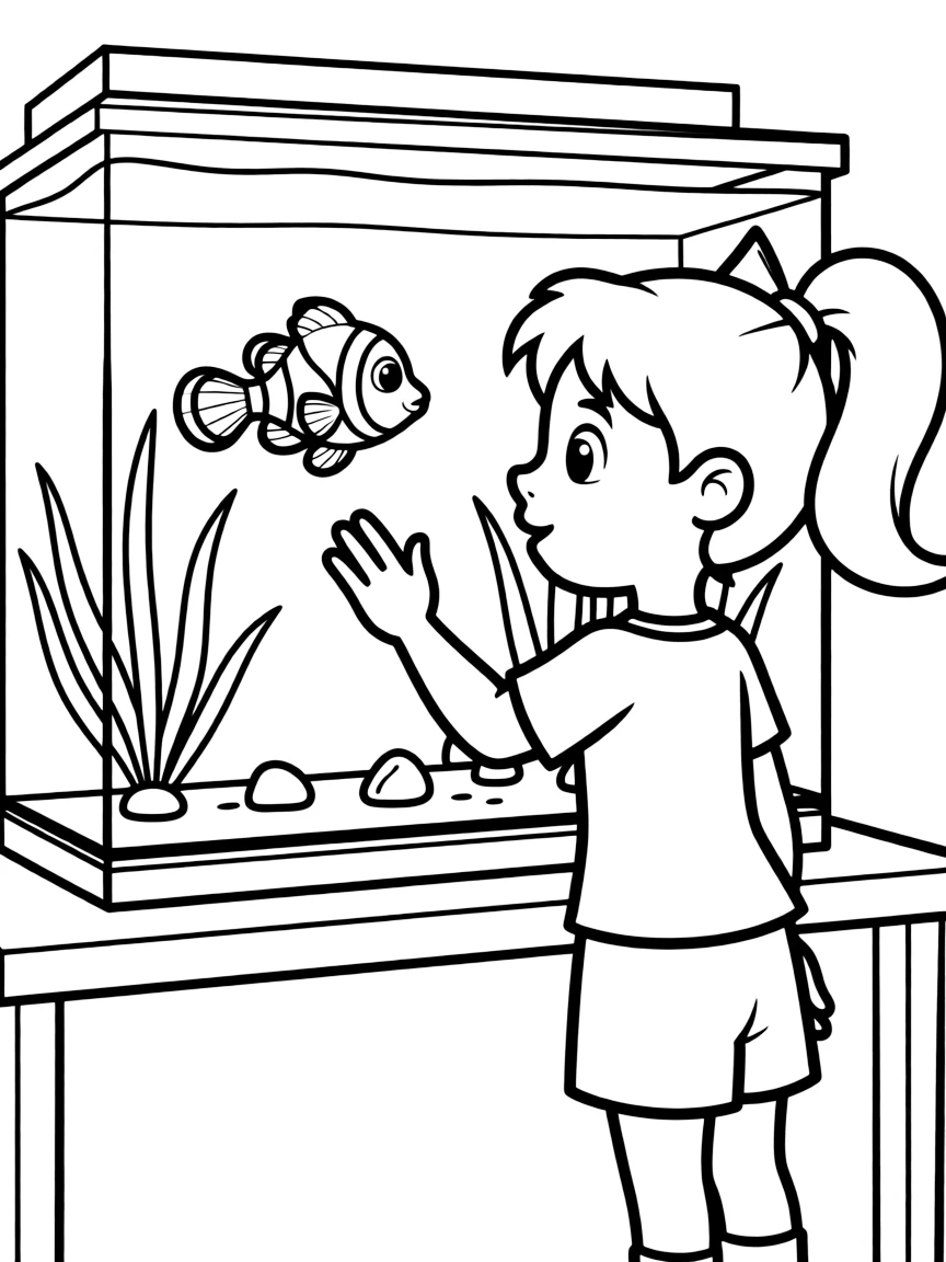 (Finding Nemo characters) Darla tapping on the tank