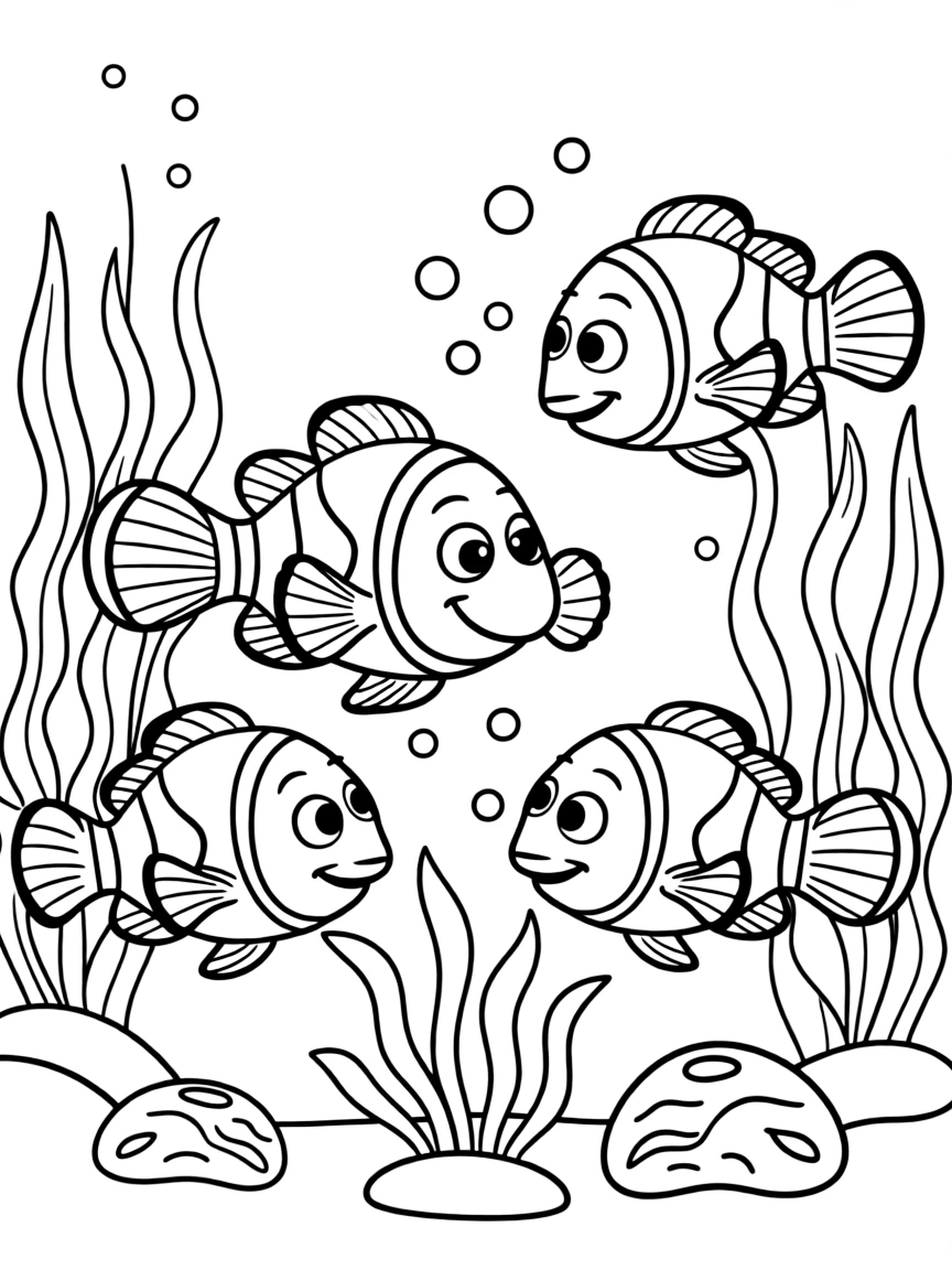 (Finding Nemo characters) Nemo meeting other clownfish