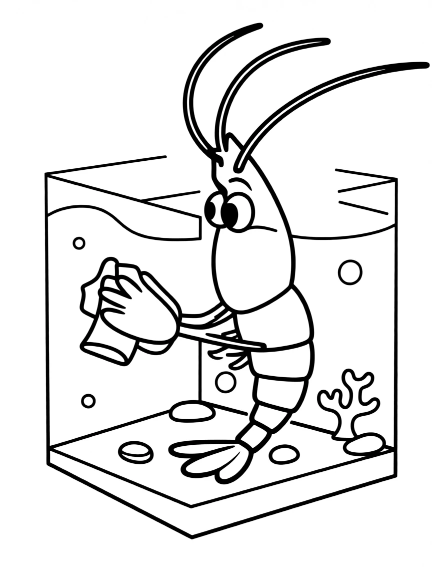 (Finding Nemo characters) Jacques polishing the tank
