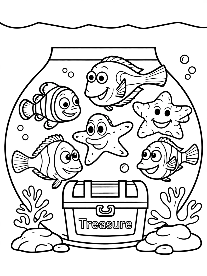 (Finding Nemo characters) All the tank gang together