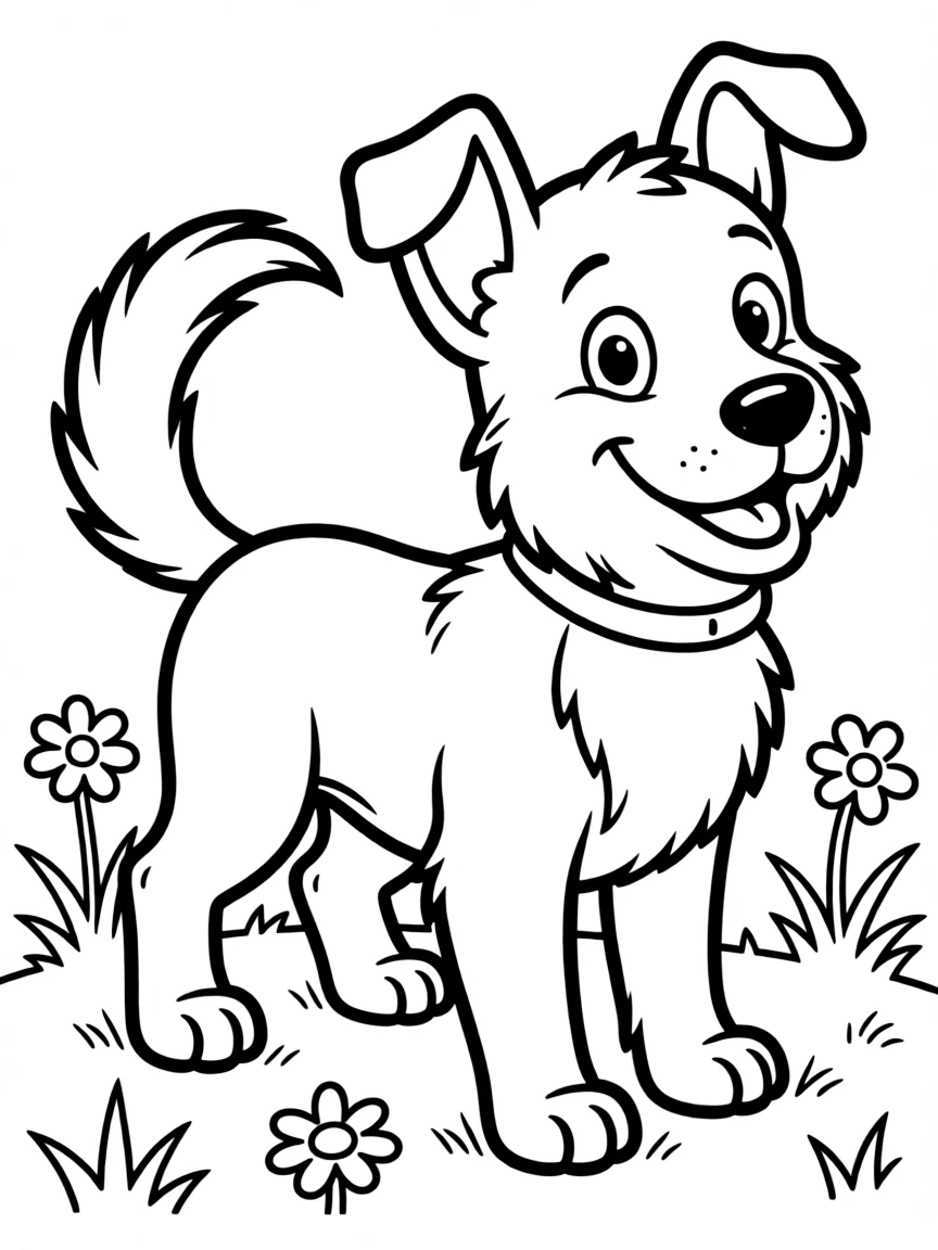 (Arthur TV series) Pal the dog wagging his tail.