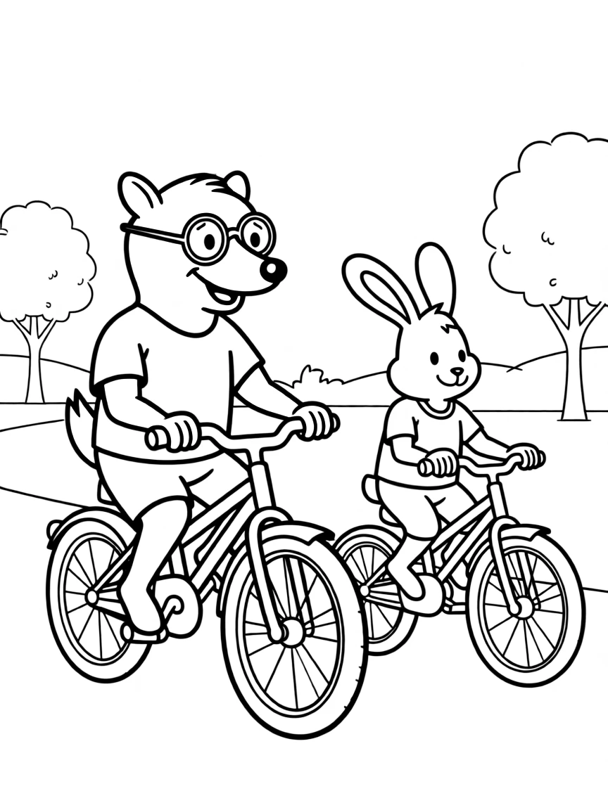 (Arthur TV series) Arthur riding his bike with Buster.