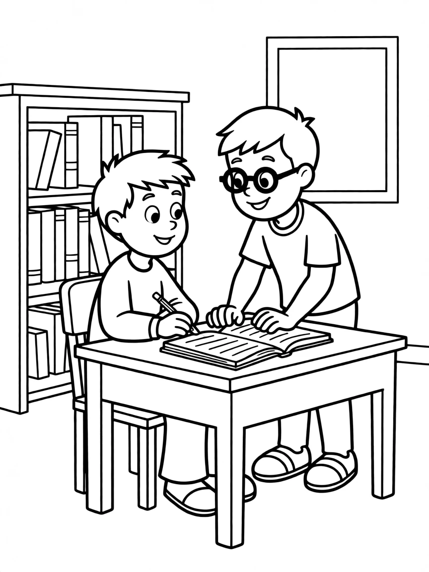 (Arthur TV series) Brain helping Arthur with his homework.