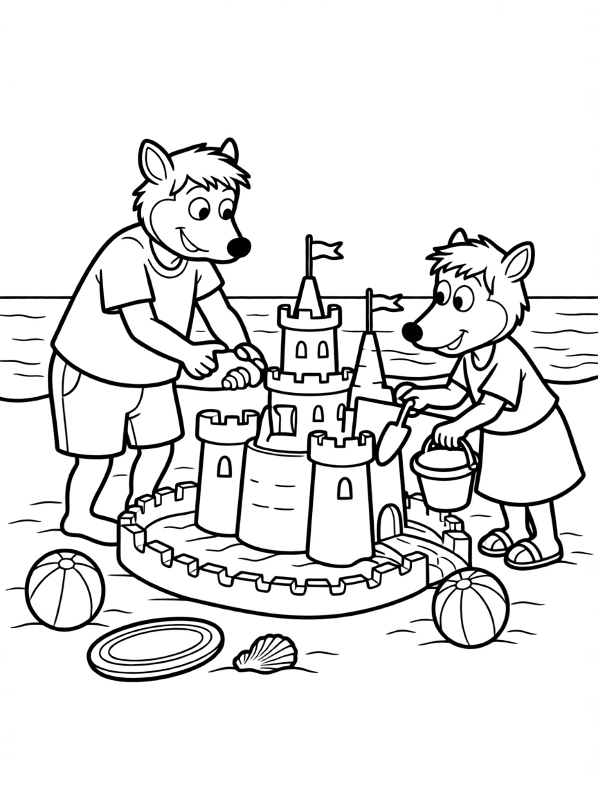 (Arthur TV series) Arthur and D.W. building a sandcastle.