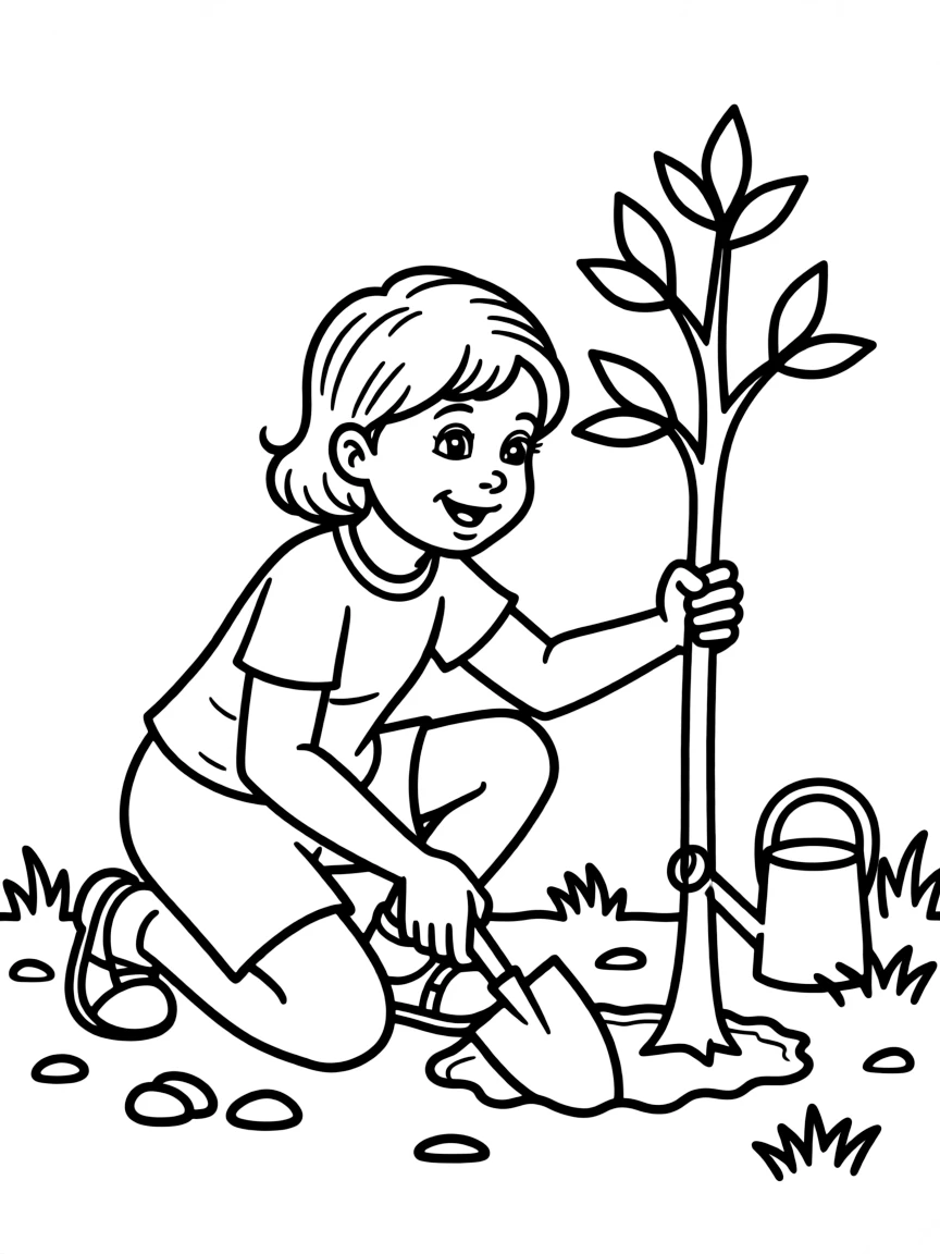 (Arthur TV series) Sue Ellen planting a tree.