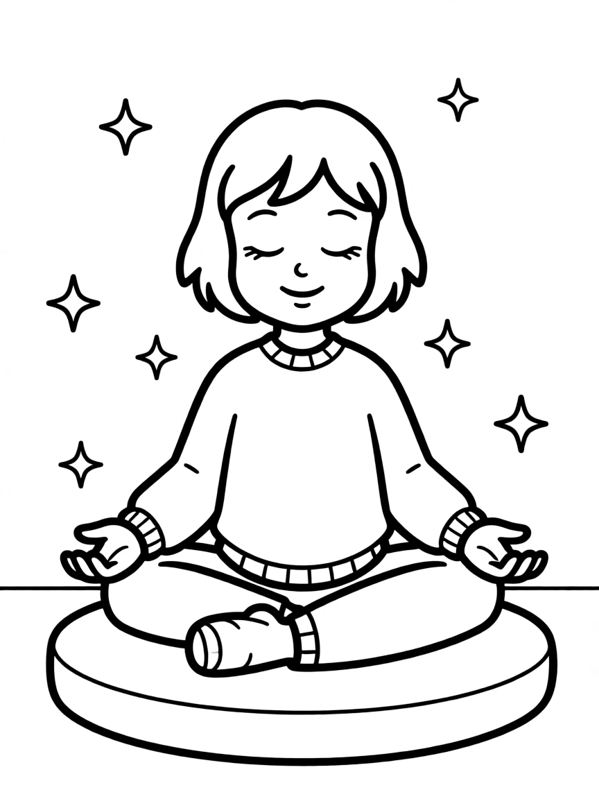 (Arthur TV series) Prunella meditating.