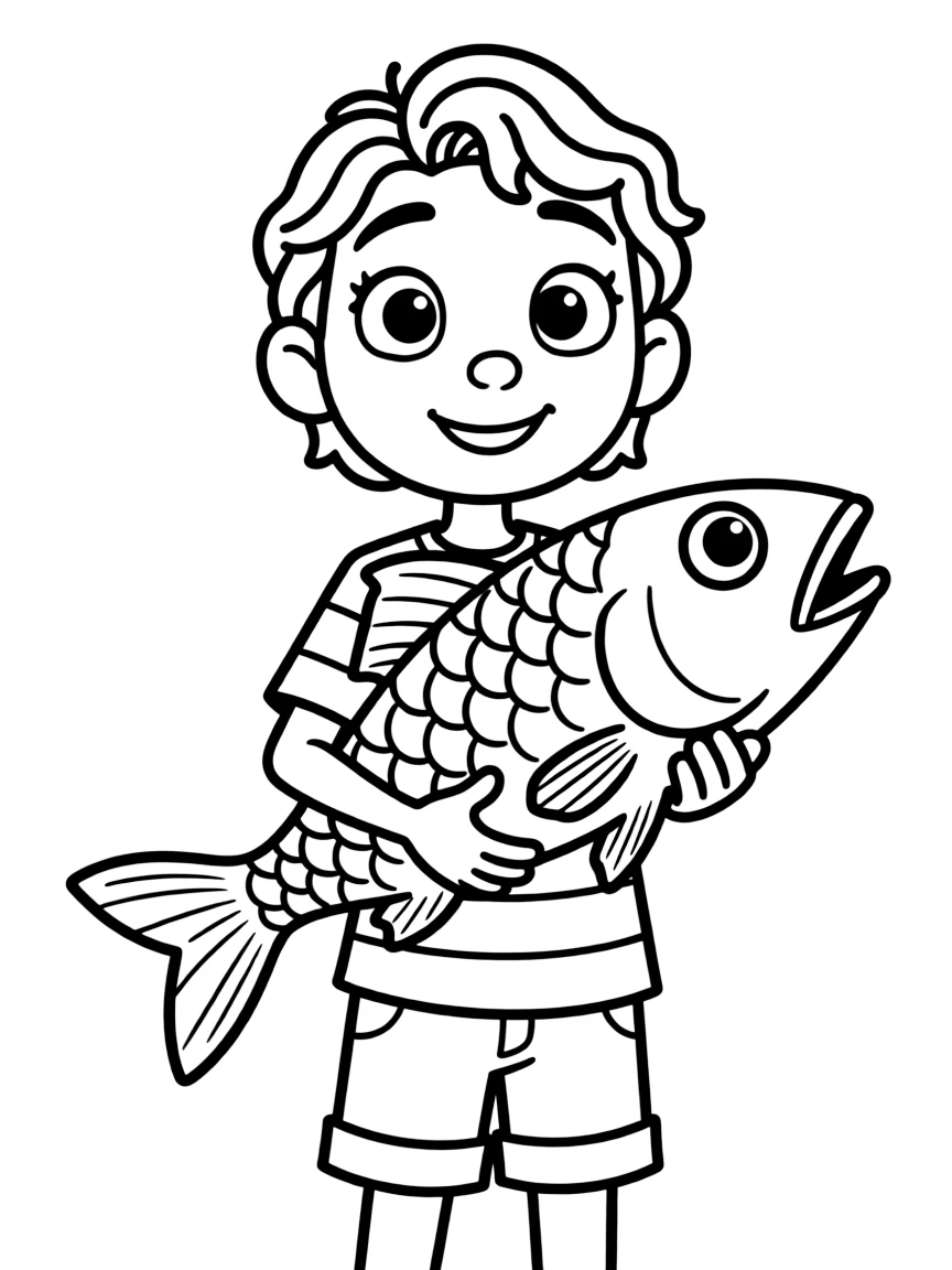 (Luca, movie) Giulia holding a fish.