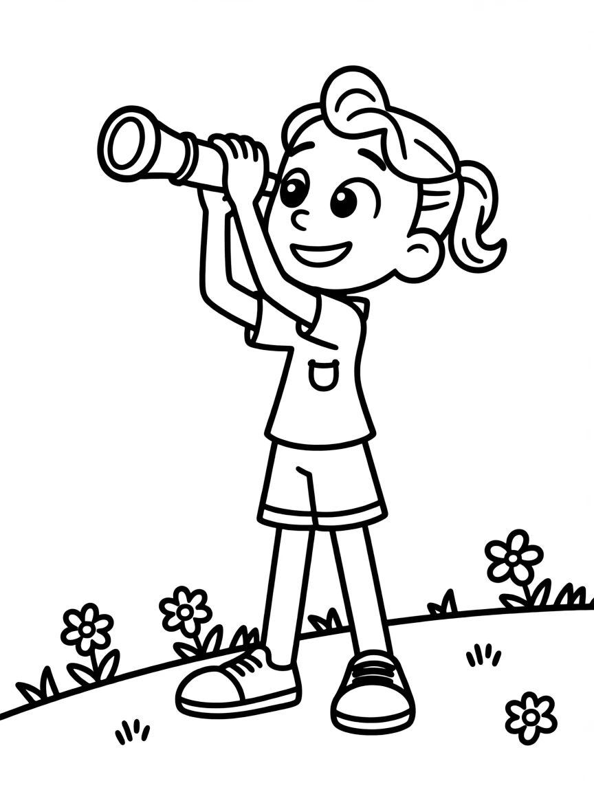 (Luca, movie) Giulia with her telescope.