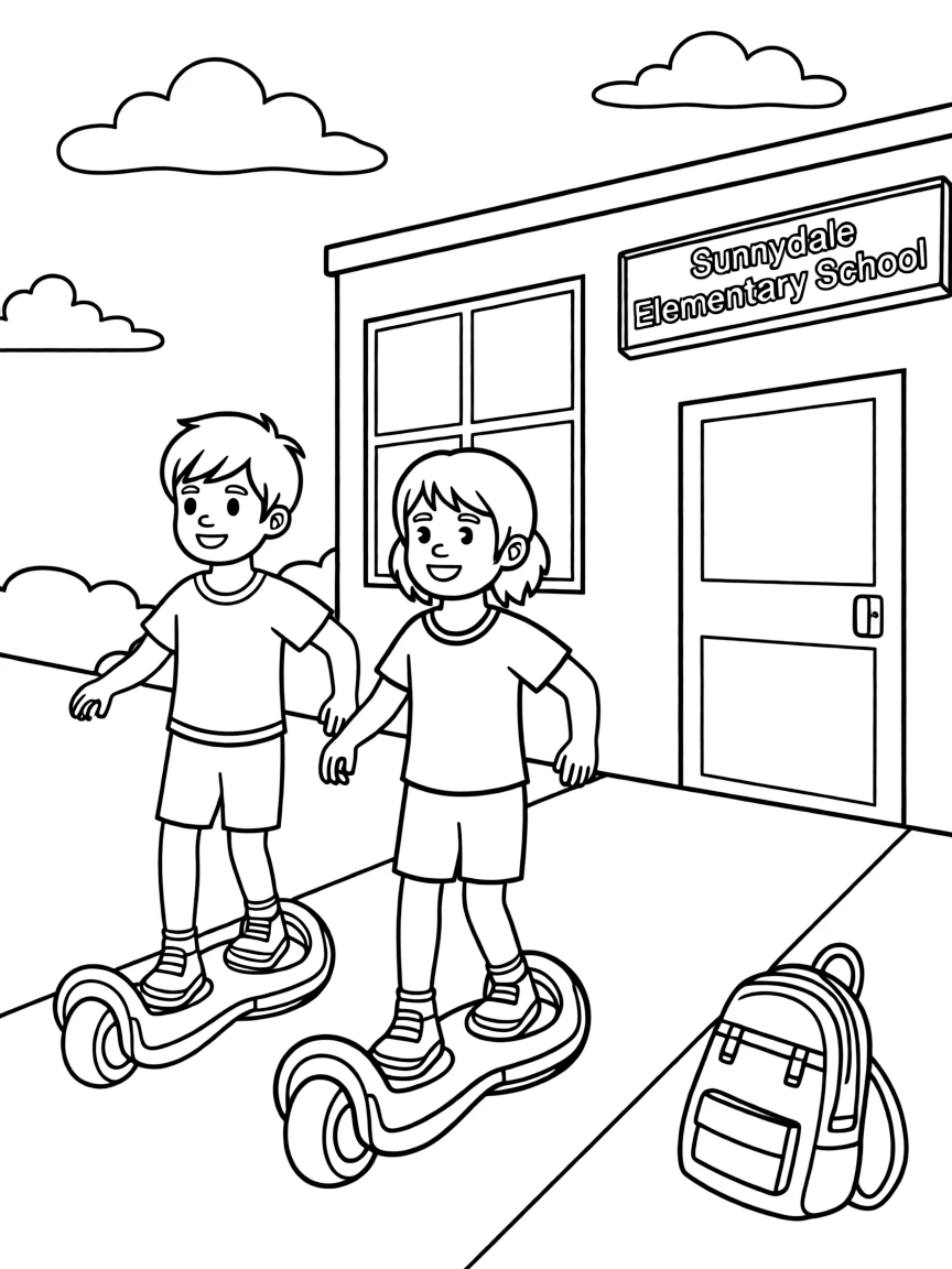 (future) Kids riding hoverboards to school.