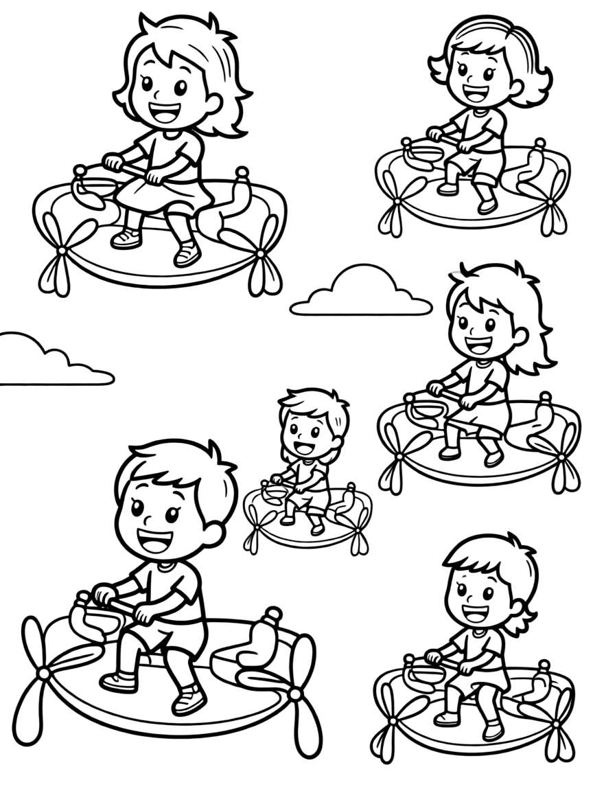 (future) People flying on personal drone-like devices.