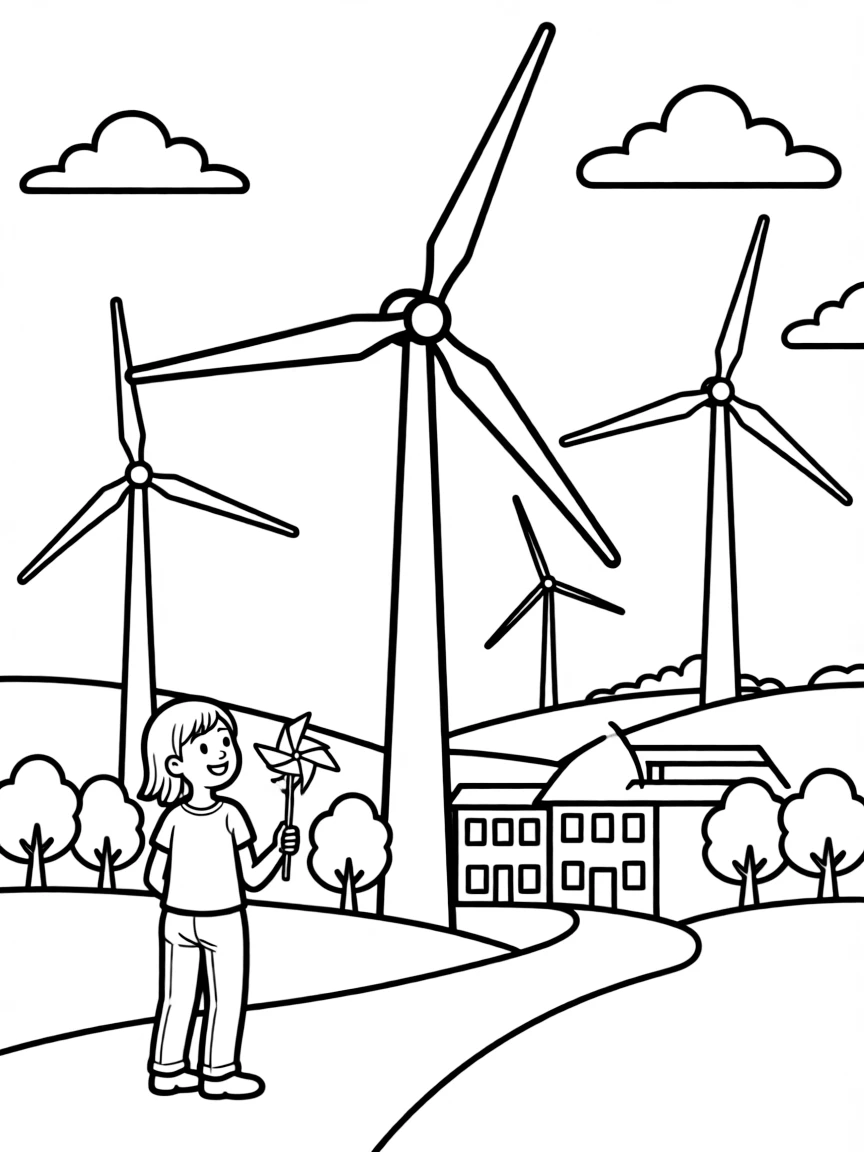 (future) A city powered by wind turbines.