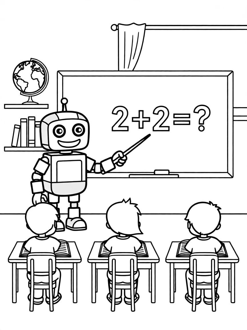 (future) A robot teaching a class.
