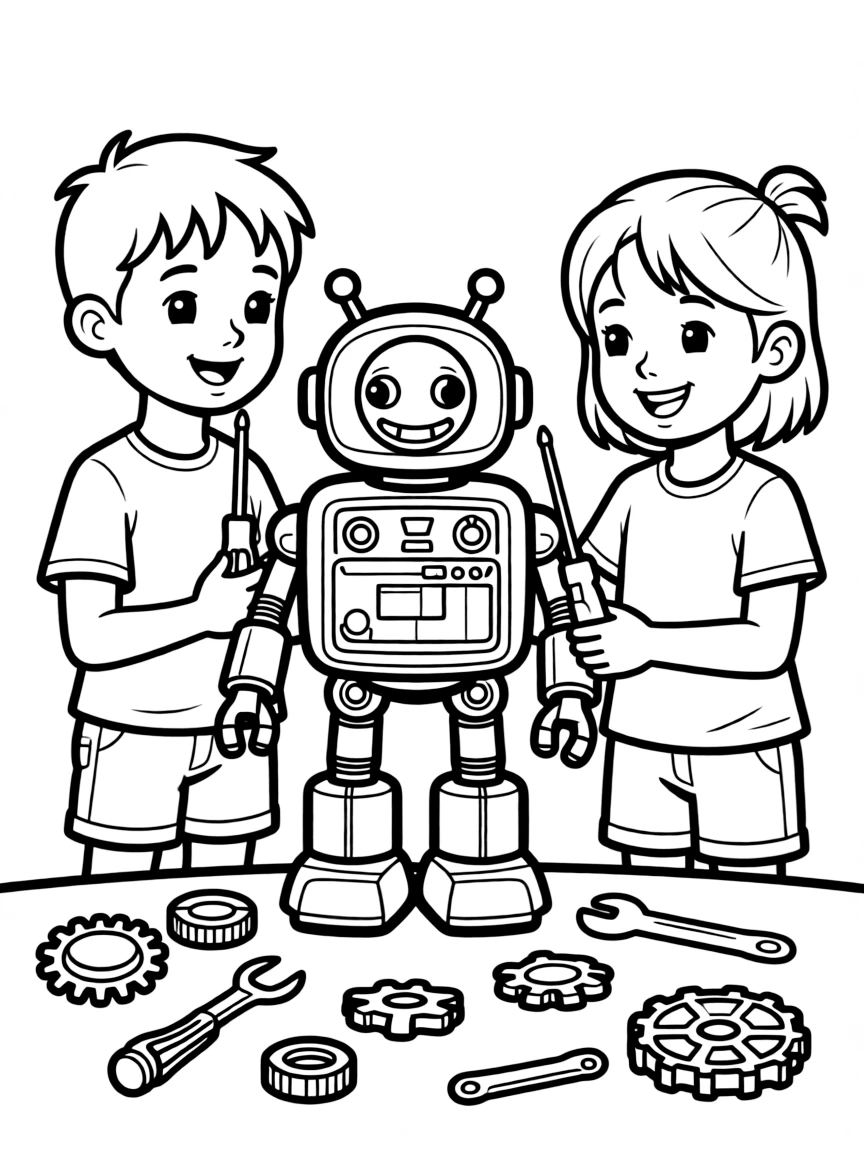 (future) Kids building a robot together.