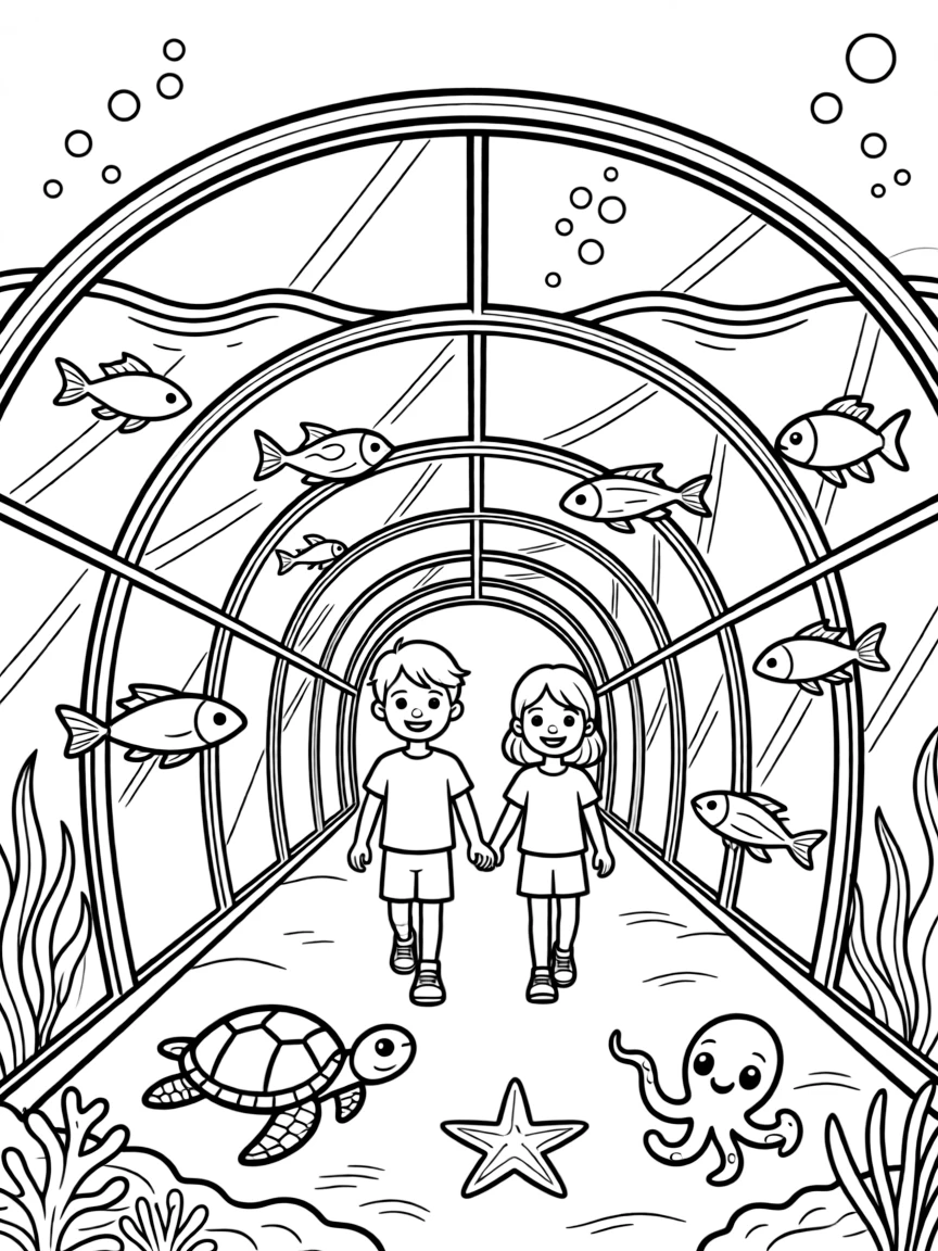 (future) A transparent tunnel under the sea.