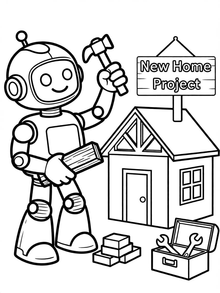 (future) A robot helping to build a new house.