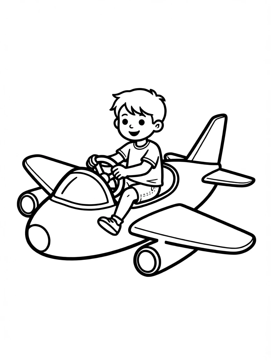 (future) A child riding a personal jet.