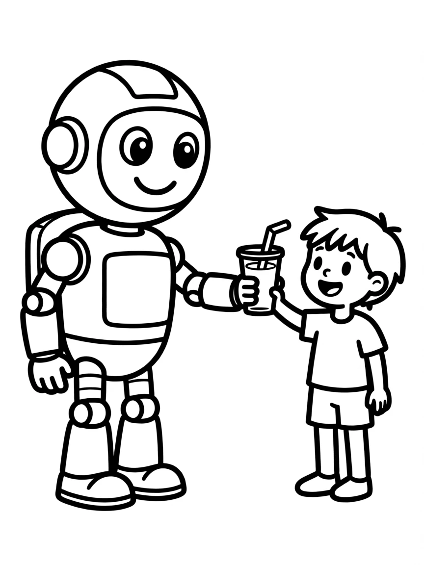 (future) A robot bringing a child a drink.