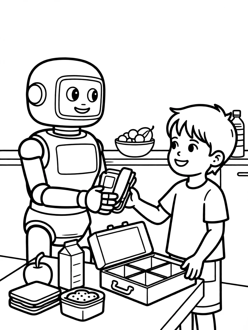 (future) A robot helping a child pack lunch.