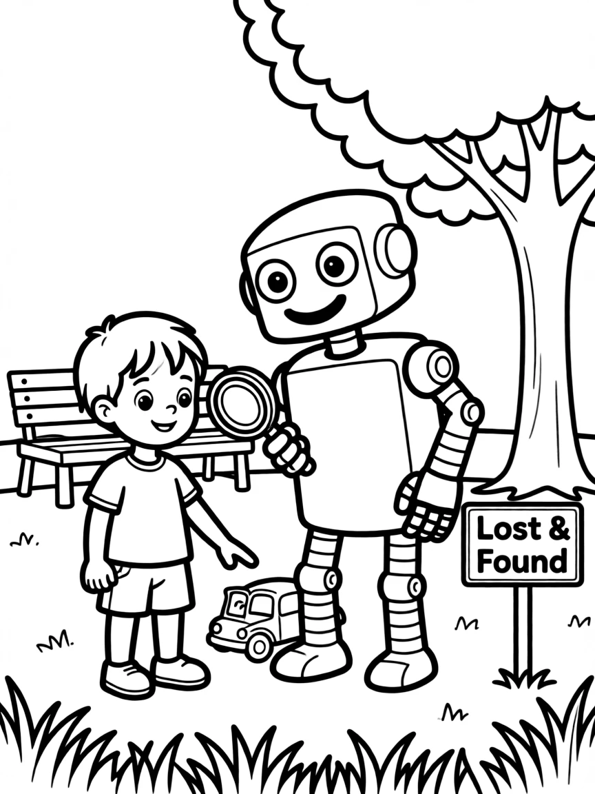 (future) A robot helping a child find their lost item.