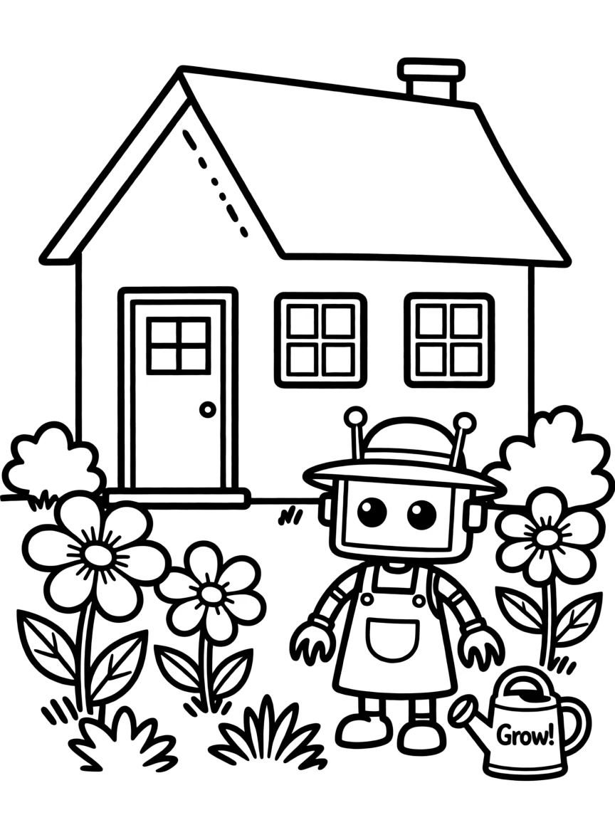(future) A house with a mini-robot garden.