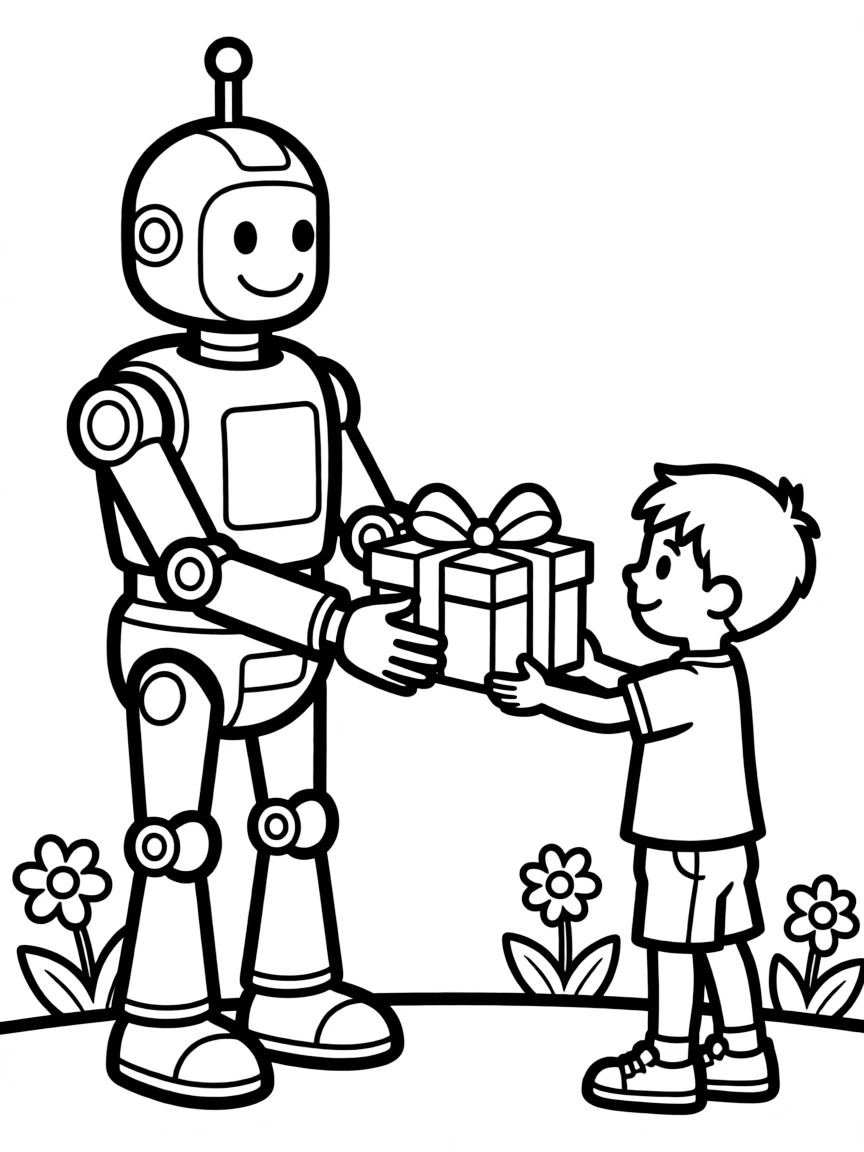(future) A robot bringing a child a toy.