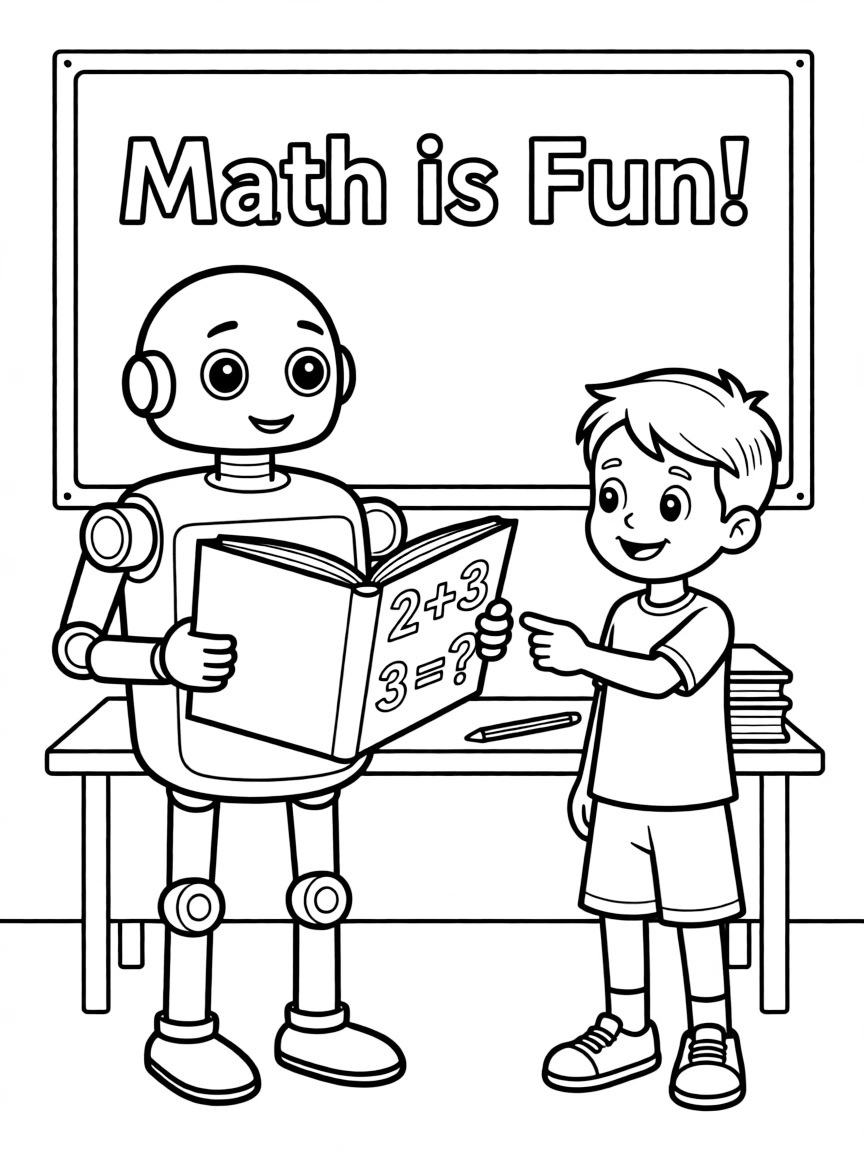 (future) A robot helping a child learn math.